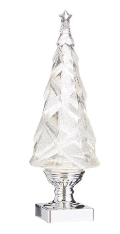 14 Inch Geometric Lighted Tree With Silver Swirling Glitter -Battery Operated Candles Shop 4019104 10