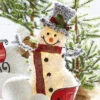 Battery Operated Lighted Flocked Tinsel Snowman With Top Hat 20.5 Inch -Battery Operated Candles Shop 4055806 snowman