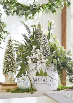 14 Inch Handled Bucket Local Grown Christmas Trees - Metal -Battery Operated Candles Shop 4111298 lifestyle