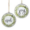Joy And Noel Disc Ornament Set Of 2 Double Sided - 6 Inch Round From RAZ -Battery Operated Candles Shop 4115993