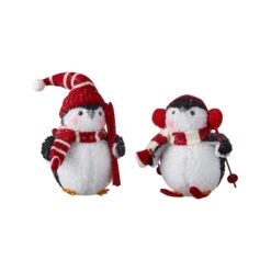 Skiing Penguin Figurines Set Of 2 Ornaments - NEW 2023