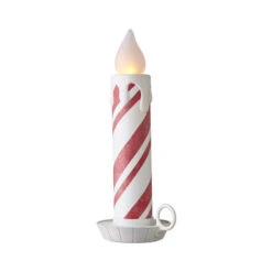 22.5 Inch Large Flickering Flame Peppermint Stripe Christmas Candle