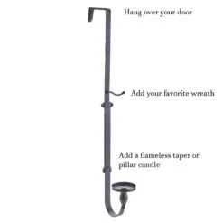 Wreath Hanger With Taper And Candle Holder - 30.5 Inch Adjustable