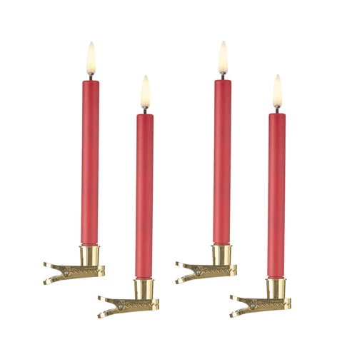 Uyuni 6 Inch Clip On Red Taper Candles Set Of 4 - Remote Ready 3 Uyuni 6 Inch Clip On Red Taper Candles Set Of 4 - Remote Ready