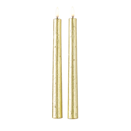 Uyuni 11 Inch Gold Textured Taper Candle Set Of 2 - Remote Ready 4 Uyuni 11 Inch Gold Textured Taper Candle Set Of 2 - Remote Ready - Image 2