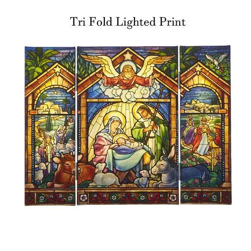 Nativity Faux Stained Glass Trifold Lighted Canvas Print - 18 Inch 4 Nativity Faux Stained Glass Trifold Lighted Canvas Print - 18 Inch - Image 2