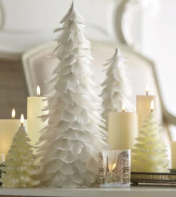 White Feather Trees 18 And 14.75 Inch Set Of 2
