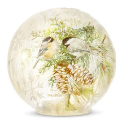 Chickadee Lighted Crackle Ball Battery Operated 6 Inch With Timer - NEW 2023 -Battery Operated Candles Shop 4224535 chickadee