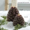 4 X 4 Moving Flame Frosted Brown Pinecone Candle - NEW 2023 -Battery Operated Candles Shop 43025 43024 pinecone 1