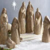 Natural Nativity Set Of 7 - NEW 2023 -Battery Operated Candles Shop 4312116 close up