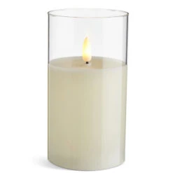 Clear Glass Flameless Candle 3.5 Inch X 6 Inch Ivory Pillar - Remote Ready