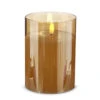 Gold Glass Flameless Candle 3.5 Inch X 5 Inch Ivory Pillar - Remote Ready -Battery Operated Candles Shop 4324029