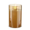Gold Glass Flameless Candle 3.5 Inch X 6 Inch Ivory Pillar - Remote Ready