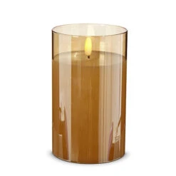 Gold Glass Flameless Candle 3.5 Inch X 6 Inch Ivory Pillar - Remote Ready