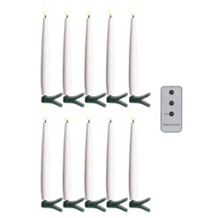6 Inch Clip On Lighted Candles Set Of 10 - Remote Included