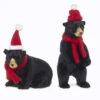 Black Bear With Scarf And Hat Ornaments Set Of 2 - 8 Inch New For 2023 -Battery Operated Candles Shop 4350113