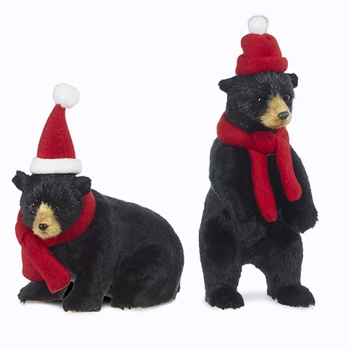 Black Bear With Scarf And Hat Ornaments Set Of 2 - 8 Inch New For 2023 3 Black Bear With Scarf And Hat Ornaments Set Of 2 - 8 Inch New For 2023