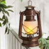 11 Inch FireGlow LED Hurricane Lantern - Rustic Brown 2 11 Inch FireGlow LED Hurricane Lantern - Rustic Brown -Battery Operated Candles Shop 44140 fireglow rustic brown