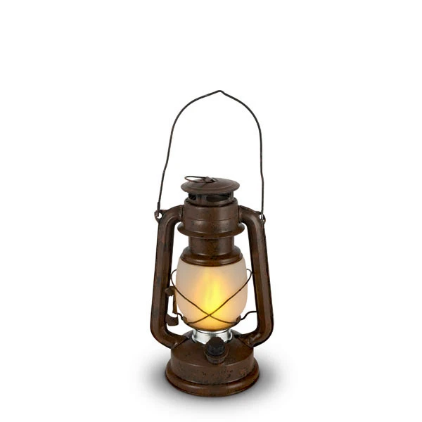 9.5 Inch FireGlow LED Hurricane Lantern - Rustic Brown 4 9.5 Inch FireGlow LED Hurricane Lantern - Rustic Brown - Image 2