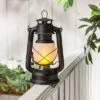 11 Inch FireGlow LED Hurricane Lantern - Matte Black -Battery Operated Candles Shop 44142 full glam