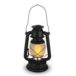 11 Inch FireGlow LED Hurricane Lantern - Matte Black 8 11 Inch FireGlow LED Hurricane Lantern - Matte Black -Battery Operated Candles Shop 44142 main image