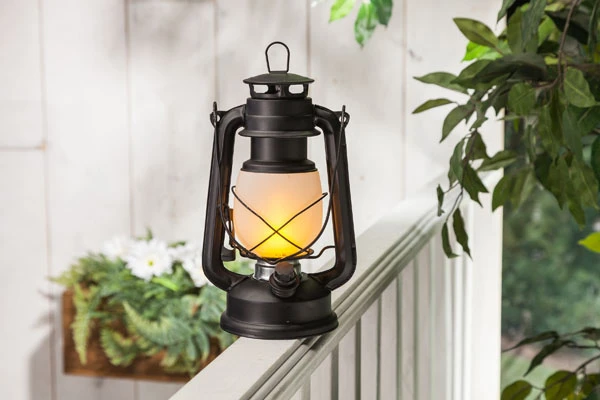9.5 Inch FireGlow LED Hurricane Lantern - Matte Black 3 9.5 Inch FireGlow LED Hurricane Lantern - Matte Black