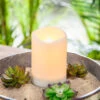 Solar Outdoor White Resin Candle 4 X 6 Inch - Heavy Weighted Base -Battery Operated Candles Shop 44576 solar