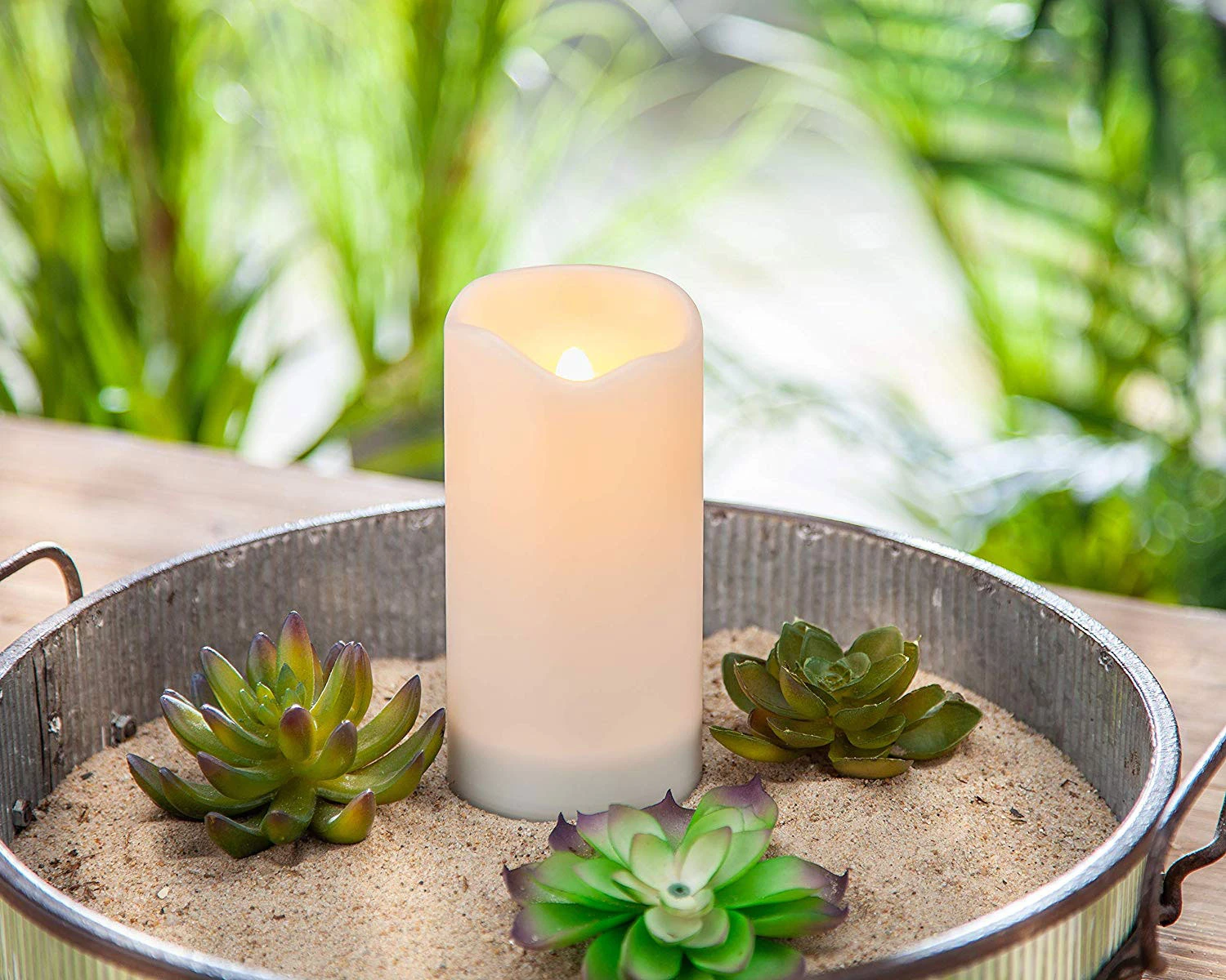 Solar Outdoor White Resin Candle 3 X 6 Inch - Heavy Weighted Base 3 Solar Outdoor White Resin Candle 3 X 6 Inch - Heavy Weighted Base