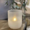 Flameless 6 Inch Wax Candle In Frosted Glass With Adjustable Brightness -Battery Operated Candles Shop 45846 main