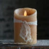 Moving Flame Primitive Oatmeal Candle Battery Operated 3.5 X 5 - Timer - Remote Ready -Battery Operated Candles Shop 5 inch primitive luminara o