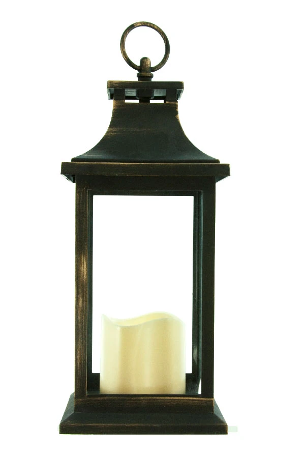 Battery Operated Antique Bronze Candle Lantern - 12 Inch 3 Battery Operated Antique Bronze Candle Lantern - 12 Inch