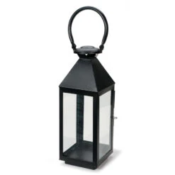 Tall 17 Inch Black Metal Candle Lantern