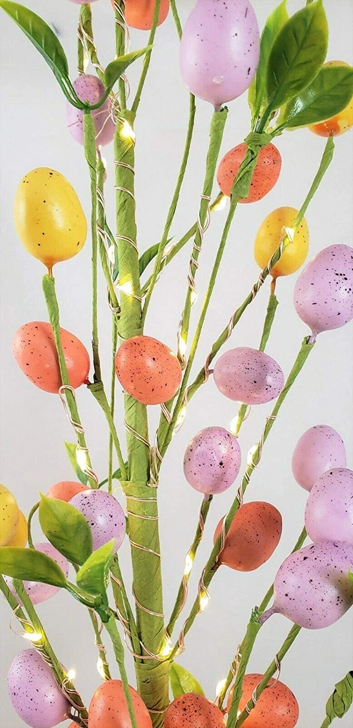 24 Inch Battery Operated Speckeled Easter Egg Lighted Tree - 50 Warm White Micro Lights 3 24 Inch Battery Operated Speckeled Easter Egg Lighted Tree - 50 Warm White Micro Lights