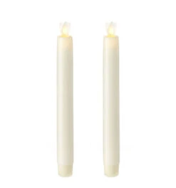 Remote Control 8 Inch Ivory Moving Flame Taper Candle Set - 2