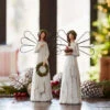 Angels Set Of 2 Assorted With Wreath And Cardinal - 11.5 Inch -Battery Operated Candles Shop 80562 close