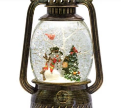 Bronze Hurricane With Frosty The Snowman Lighted Water Lantern - 11 Inch -Battery Operated Candles Shop 80784 close