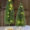 Lighted Bottle Brush Trees Battery Operated - Set Of 2 Green With Timer 10.75 Inch -Battery Operated Candles Shop 81443 green bottle brush tr