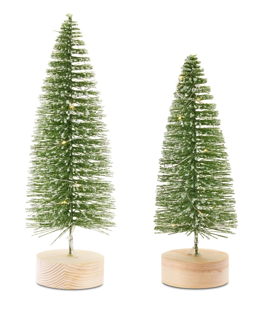 Lighted Bottle Brush Trees Battery Operated - Set Of 2 Green With Timer 10.75 Inch 6 Lighted Bottle Brush Trees Battery Operated - Set Of 2 Green With Timer 10.75 Inch - Image 4