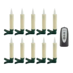 Clip On Christmas Tree Taper Candle / Window Candle Battery Operated Set-10 With Remote Control -Battery Operated Candles Shop 84587 10