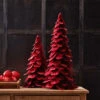 Red Velvet Set Of 2 Trees 25.5 And 19 Inch - NEW 2023 -Battery Operated Candles Shop 91330 red velvet trees