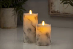 Luminara 4.5 Inch Marble Moving Flame Pillar Remote Ready -Battery Operated Candles Shop 992958 992959 glam 1