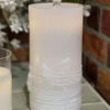 White Wax With Bird Design Aquaflame Fountain Candle - Remote Control Included - NEW 2023 -Battery Operated Candles Shop FC white fountain candle ma