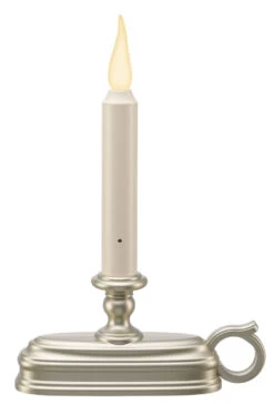Warm White Window Candle - Pewter Finish -Battery Operated Candles Shop FPC1625P