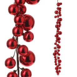 Red Christmas Ball Garland - 4 Feet -Battery Operated Candles Shop G3216179 1