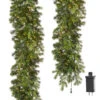 9 Foot Pre Lit Pine Garland With 480 Warm White Lights Connectable End To End -Battery Operated Candles Shop G3952053