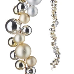 4 Foot Champagne And Silver Ball Ornament Garland