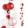 4 Foot Pink Red And White Color Ball Garland -Battery Operated Candles Shop G4332700