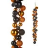 4 Foot Black And Orange Color Ball Garland -Battery Operated Candles Shop G4332727