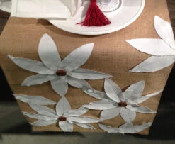 Poinsettia Natural Jute Runner 16 X 72 By Saro -Battery Operated Candles Shop IMG 2478