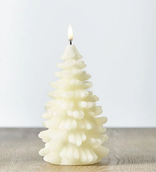 Uyuni 4.25 X 8 Inch Ivory Christmas Tree Candle - Remote Ready 3 Uyuni 4.25 X 8 Inch Ivory Christmas Tree Candle - Remote Ready